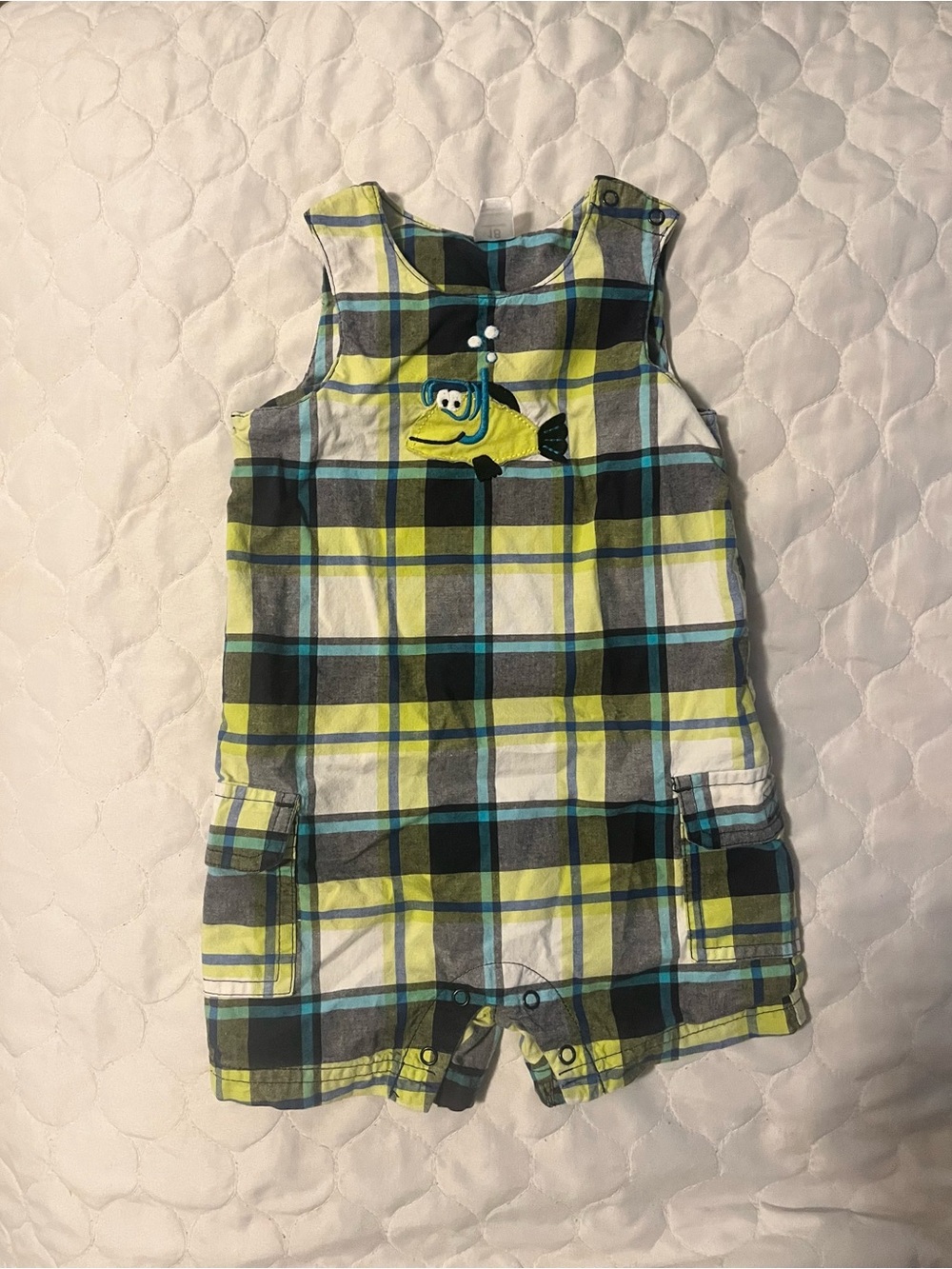 Carter’s Baby Romper sleeveless Plaid snap Onesie 18 mo